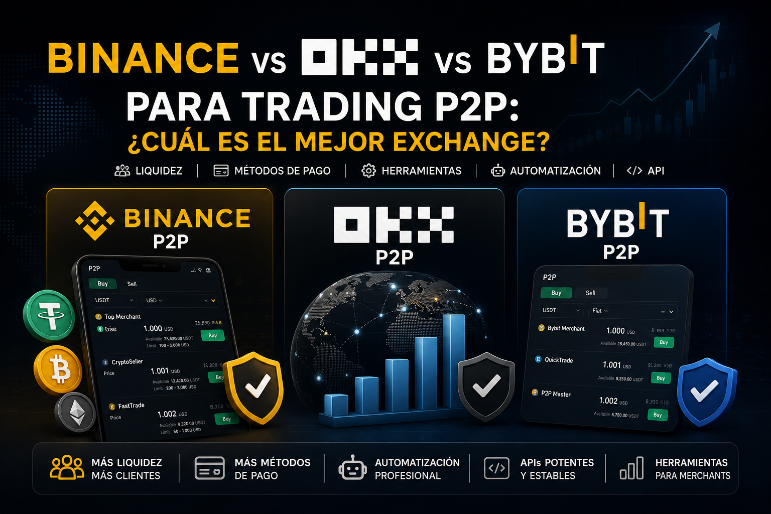 Binance vs OKX vs Bybit para Trading P2P: ¿Cuál es el Mejor Exchange?
