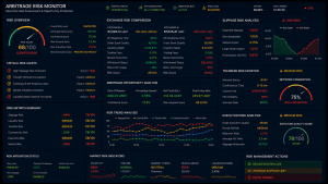 Visualization of cryptocurrency arbitrage risks including liquidity, slippage, transfer delays and exchange execution.