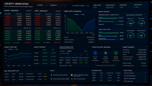 Cryptocurrency liquidity verification showing order book depth, available volume and arbitrage analysis.
