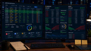 Opportunity lifetime tracking in cryptocurrency arbitrage between Binance and Bybit showing real-time market timing.