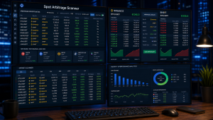 Spot arbitrage scanner detecting real-time cryptocurrency arbitrage opportunities between Binance and Bybit.